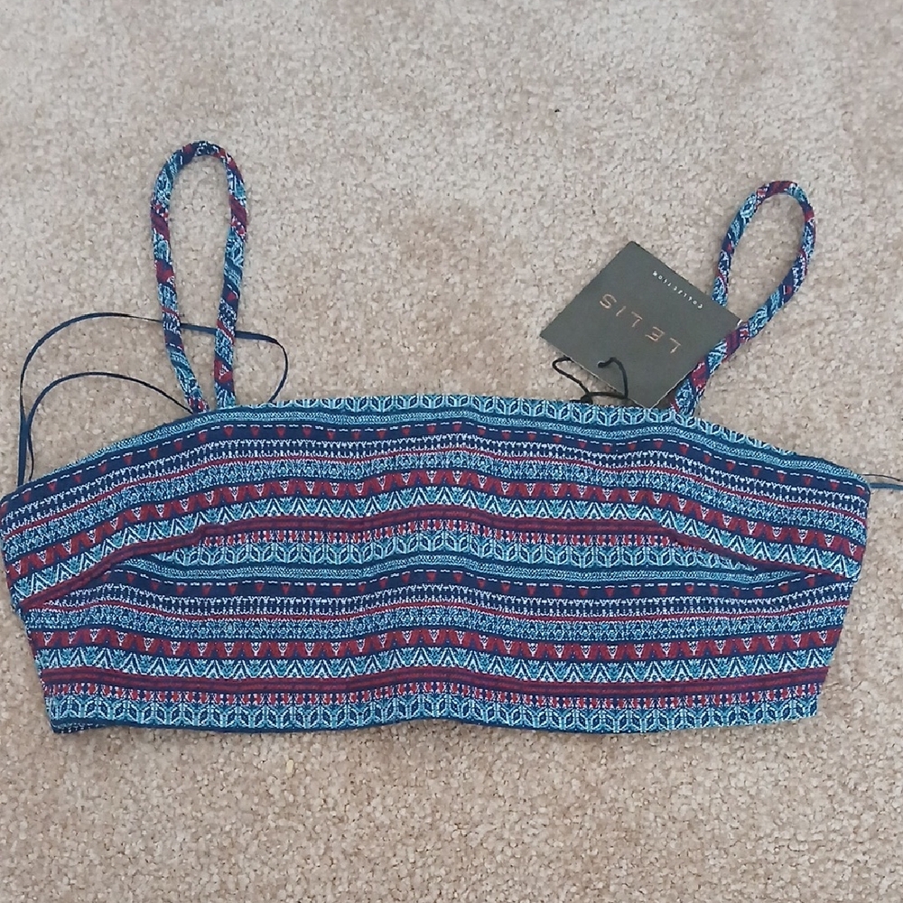 Lelis Women's Striped Blue and Red Cropped Top